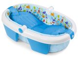 Bathtubs for toddlers Fold Away Baby Bath Tub Space Save Infant Travel Inclined Blue Fish