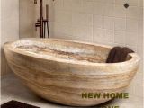 Bathtubs Luxury 1 Travertine Oval Bathtub Brown Color High End Freestanding