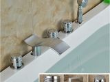 Bathtubs Modern 3 Modern Waterfall Curved Spout Bathtub Faucet Three Handles