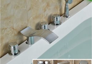 Bathtubs Modern 3 Modern Waterfall Curved Spout Bathtub Faucet Three Handles
