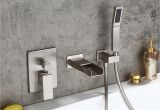 Bathtubs Modern 5 Modern Waterfall Wall Mount solid Brass Bathtub Filler