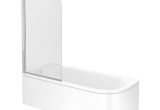 Bathtubs soaking J J Shaped Shower Bath 1700mm with Screen Curved Panel