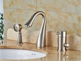 Bathtubs with Handles 3pcs Single Handle Bathtub Faucet with Handshower Brushed