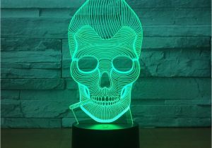 Battery Powered Art Light 2018 Smoking Skull 3d Illusion Light Lamp Aa Battery Bin Usb Powered
