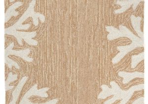 Beach House Rugs Indoor Outdoor Coral Bordered Beige area Rug White Branches Outdoor areas and