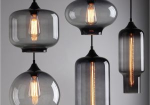Beach themed Lamp Shades Uk Modern Industrial Smoky Grey Glass Shade Loft Cafe Pendant Light