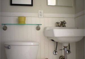 Beadboard Bathroom Design Ideas Beadboard Wainscot Walls Wall Mount Sink Glass Shelf