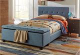 Bed Frames that Go On the Floor Henley Denim Blue Full Headboard and Footboard with Metal Duo Panels