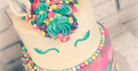 Best Cake Decorating Classes Near Me Unicorn Rainbow buttercream Tiered Cake Unicorn Stuff Pinterest