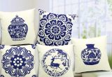 Best Place to Buy Decorative Pillows Canada China Retro Blue and White Porcelain Blue Print Cushion Cover Linen