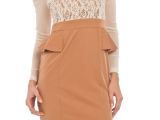 Beyond the Rack.com Grifflin Paris Lace top Combine Peplum Dress In Ivory and Beige