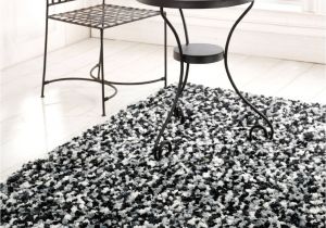Big Fur area Rug area Rugs Fancy Round oriental Rug On Black and White Shag