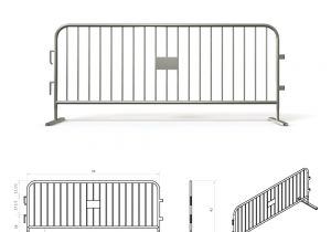 Bike Rack Barricade Dimensions Standard Economy Crowd Control Steel Barriers 8 Ft Long