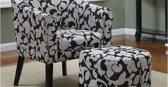 Black Accent Chair with Ottoman Black and White Barrel Back Accent Chair with Ottoman