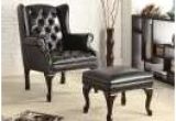 Black Accent Chair with Ottoman Coaster Black Traditional Wing Back button Tufted Accent
