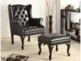 Black Accent Chair with Ottoman Coaster Black Traditional Wing Back button Tufted Accent