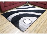 Black and White Fuzzy Rug Ltd Empire Gloria Black Gray Polypropylene Shag area Rug 7 10 X 10