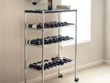 Black Bar Cart with Wine Rack Rolling Chrome Wine Bottle Rack Cart with Bar top Holds 27 Bottles