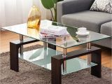 Black Living Room End Tables Costway Black Rectangular Tempered Glass Coffee Table W Shelf Living