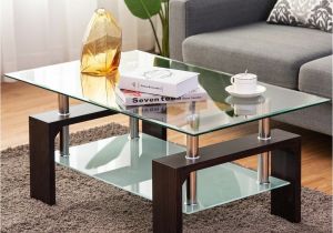 Black Living Room End Tables Costway Black Rectangular Tempered Glass Coffee Table W Shelf Living