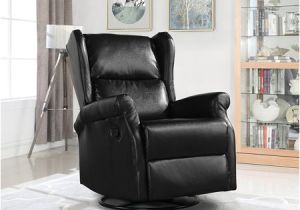 Black Oversized Swivel Accent Chair Reclining Swivel Accent Chair for Living Room Faux