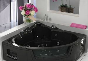 Black Whirlpool Bathtub 157cm Whirlpool Bathtub Wall Corner Black Air Massage