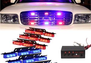 Blue Lights for Firefighters 4×3 Leds Strobe Emergency Lights with Remote Control Flash Warning