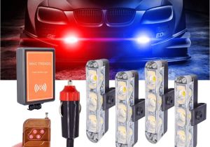 Blue Lights for Firefighters 4×3 Leds Strobe Emergency Lights with Remote Control Flash Warning