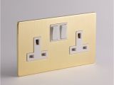 Brass Electrical Floor Outlet Cover Plates Gold Brass Plug sockets with 2 Gang sockets Screwless Plate