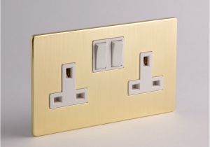 Brass Electrical Floor Outlet Cover Plates Gold Brass Plug sockets with 2 Gang sockets Screwless Plate