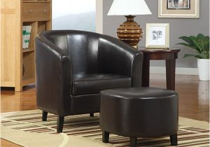 Brown Leather Accent Chair with Ottoman Barrel Dark Brown Leather Accent Club Chair and Ottoman