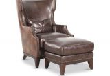 Brown Leather Accent Chair with Ottoman Nailhead Accented Leather 34" Chair with Ottoman In Brown