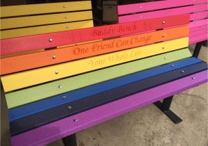 Buddy Bench for Sale Buddy Bench Rainbow Vibrant Colors Recycled Plastic Lumber solid