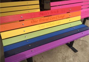 Buddy Bench for Schools Buddy Bench Rainbow Vibrant Colors Recycled Plastic Lumber solid