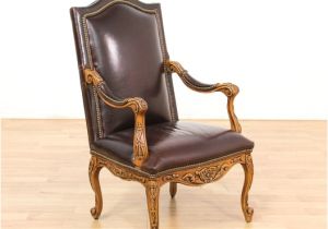 Burgundy Leather Accent Chair Leather Burgundy Carved & Studded Accent Chair 1