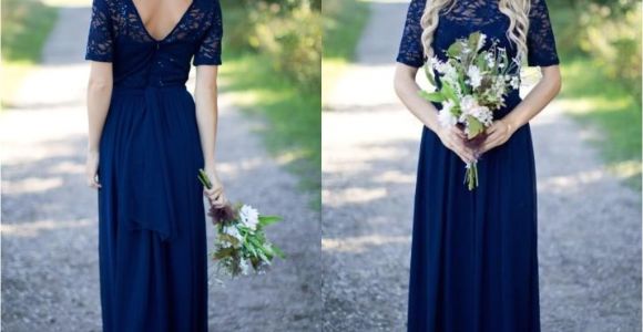 Cap Sleeve Bridesmaid Dresses Floor-length 2018 Country Bridesmaid Dresses Hot Long for Weddings Navy Blue