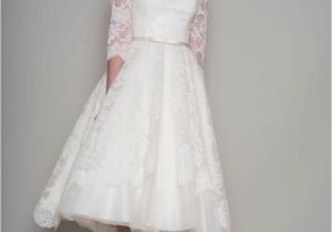 Cap Sleeve Bridesmaid Dresses Floor-length Uk Short Elegant Illusion Lace 3 4 Sleeve Tea Length Wedding Dress