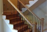 Cast Iron Decorative Spindles Stair Railings with Black Wrought Iron Balusters and Oak Boxed Type