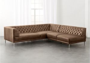 Cb2 Savile Leather sofa Savile Dark Saddle Leather Tufted Sectional sofa Tufted Sectional