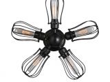 Ceiling Fan with Edison Lights 5 Heads Led Pendants E27 Edison Industrial Ceiling Lights Loft