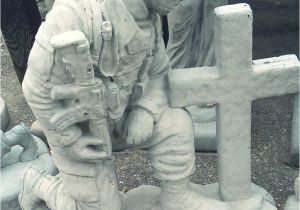 Celtic Garden Art soldier Kneeling at Cross Concrete Garden Art In Tallahassee