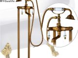 Ceramic Freestanding Bathtub Antique Brass Freestanding Bathtub Faucet Set Dual Ceramic