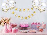 Cheap 65th Birthday Decorations Happy Birthday Banner 6 Pieces Gold Confetti Balloons Party