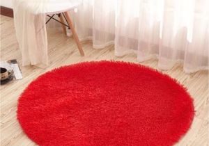 Cheap Big Fur Rugs Fashion Red Floor Mats Modern Shaggy Round Rugs Carpets Long Hair