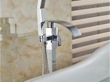 Cheap Freestanding Bathtub Faucets Waterfall Spout Bathtub Faucet Chrome Polished Floor