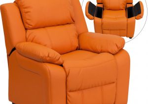 Cheap toddler Recliner Chairs Deluxe Padded Contemporary orange Vinyl Kids Recliner with Storage