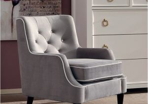 Cheap White Accent Chair Grey button Tufted Accent Chair with White Welted Trim