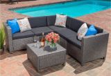 Christopher Knight Home Puerta Grey Outdoor Wicker sofa Set Outdoor Wicker V Shaped Sectional Set with Cushion Grey Wicker