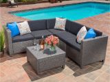 Christopher Knight Home Puerta Grey Outdoor Wicker sofa Set Outdoor Wicker V Shaped Sectional Set with Cushion Grey Wicker
