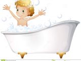 Clawfoot Bathtub Art A Young Boy Taking A Bath at the Bathtub Stock Vector